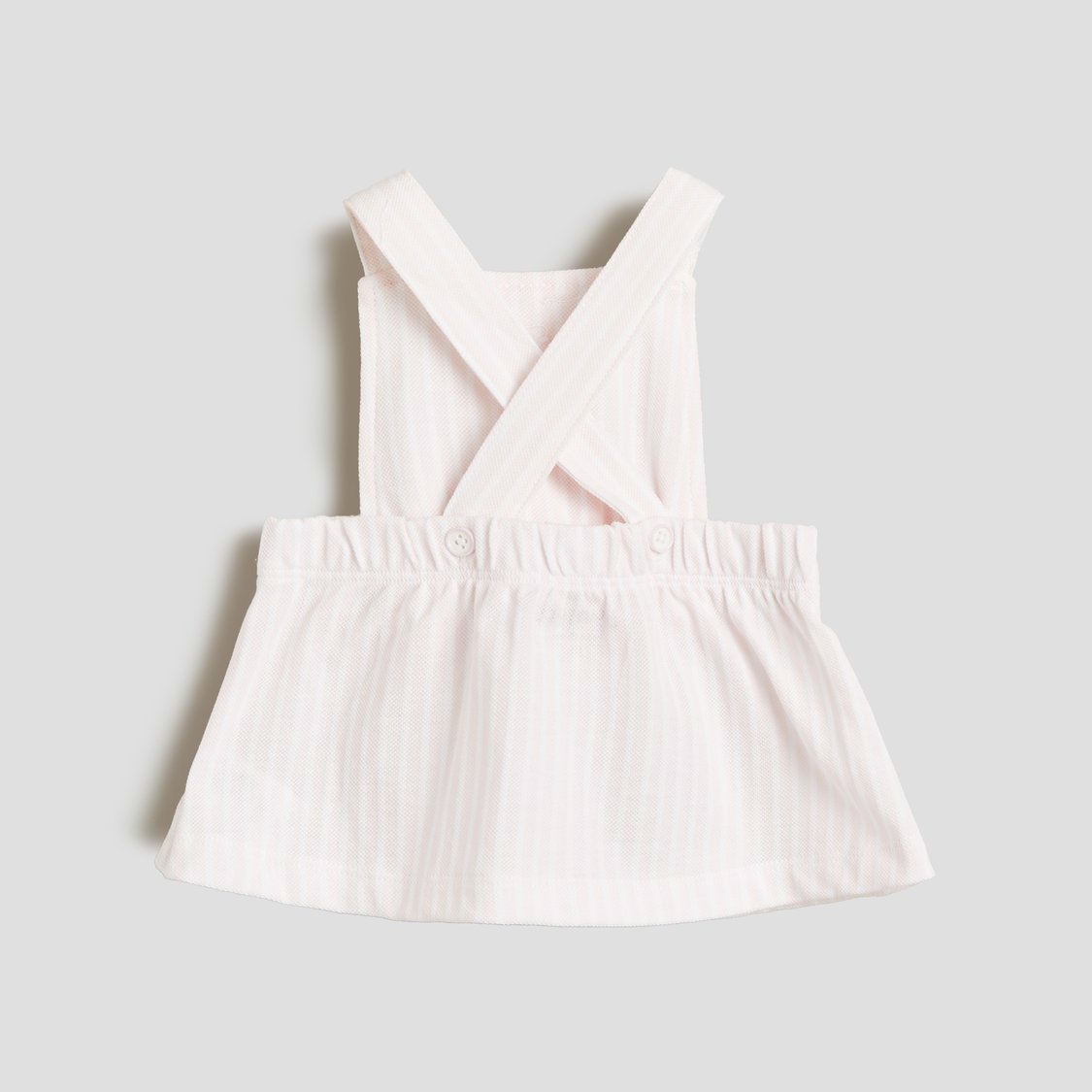Juniors Striped Pinafore Dress and Top Set