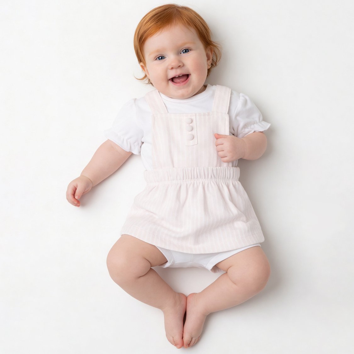 Juniors Striped Pinafore Dress and Top Set