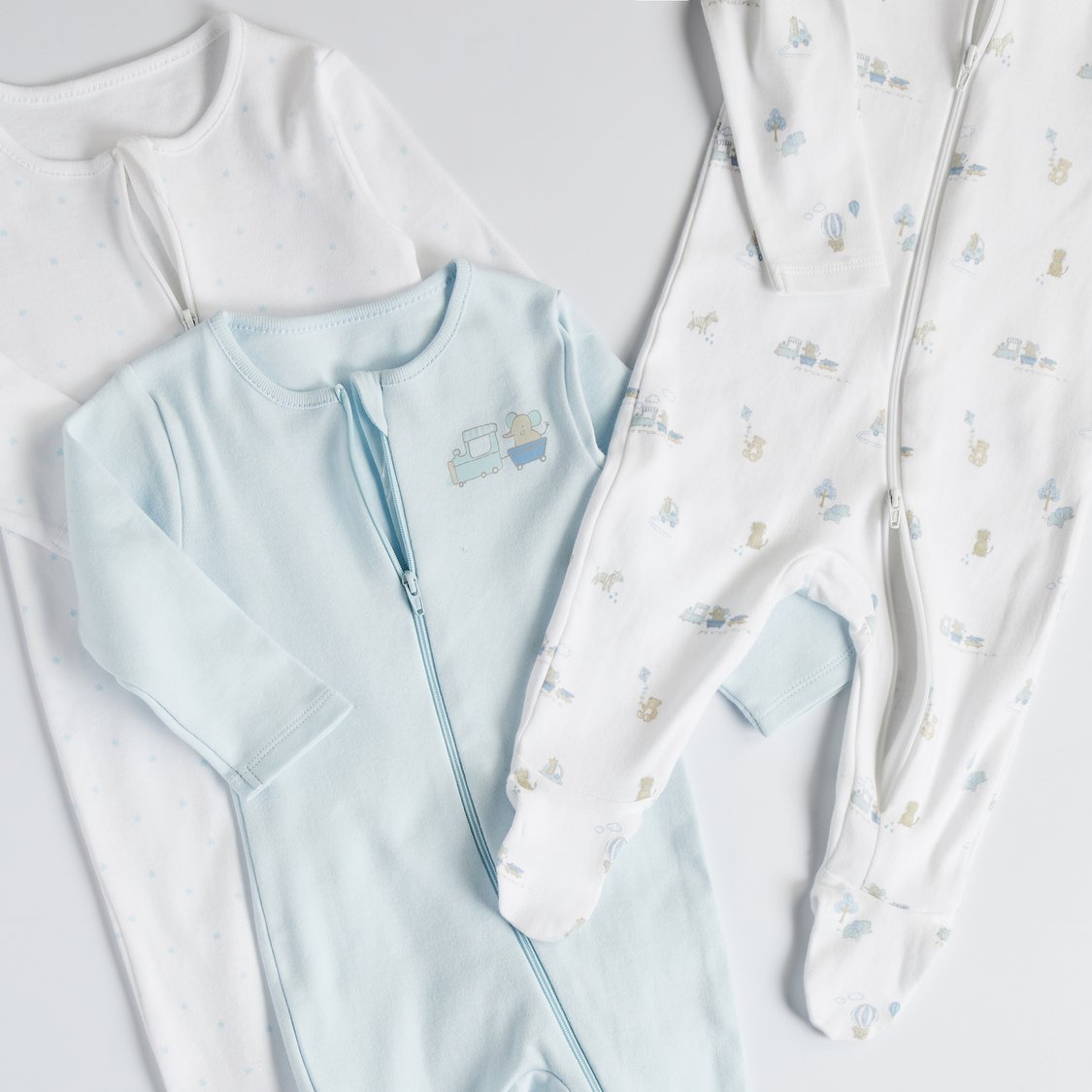 Juniors Printed Sleepsuit with Zip Closure - Set of 3
