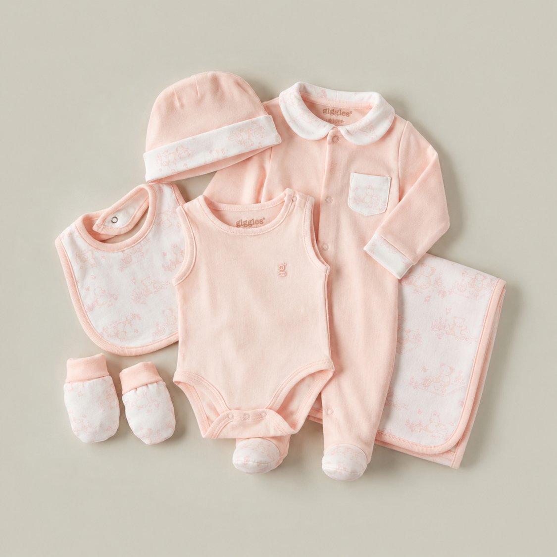 Giggles Printed 6-Piece Clothing Gift Set