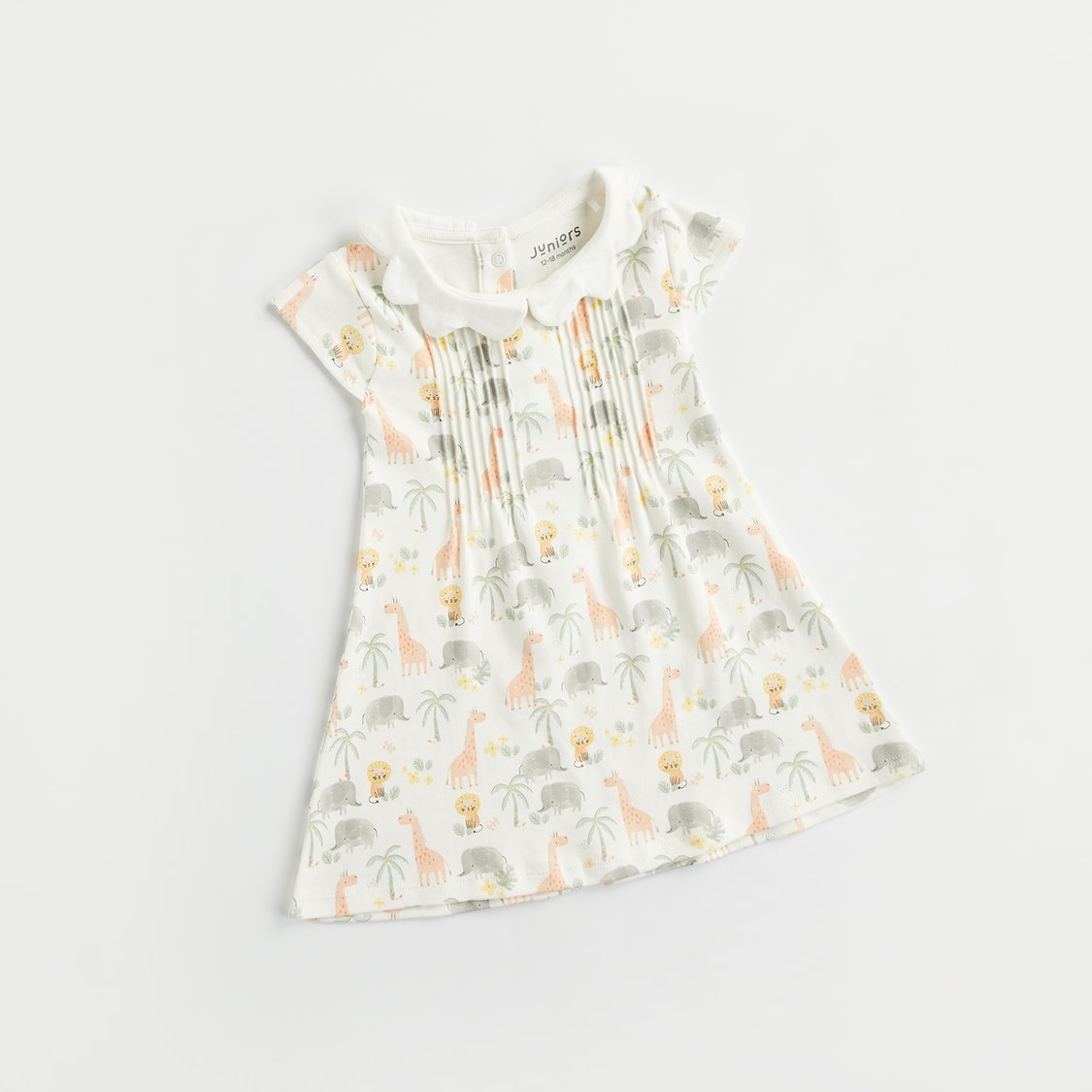 Juniors Animal Print Dress with Button Closure