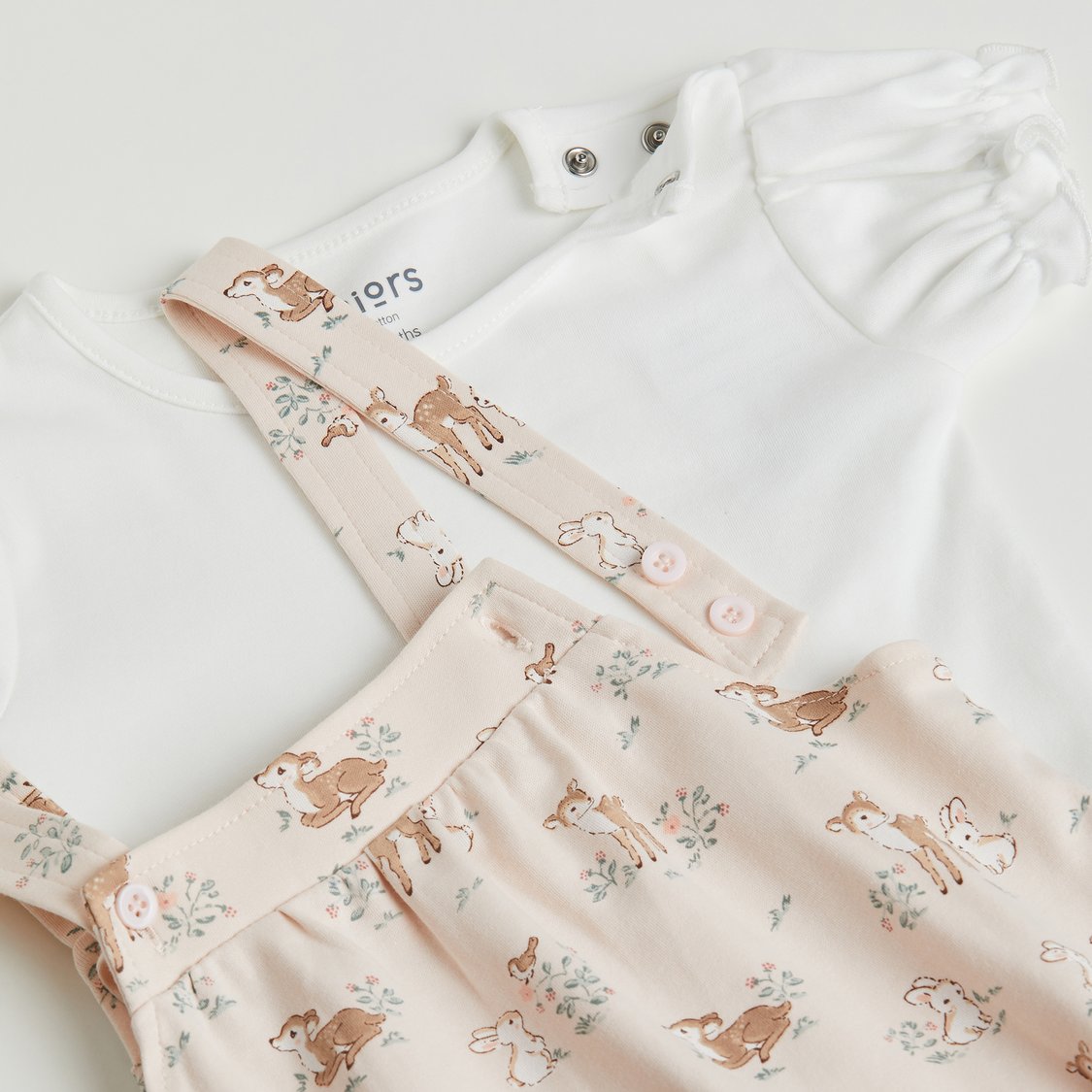 Juniors Printed Dungaree with T-shirt Set