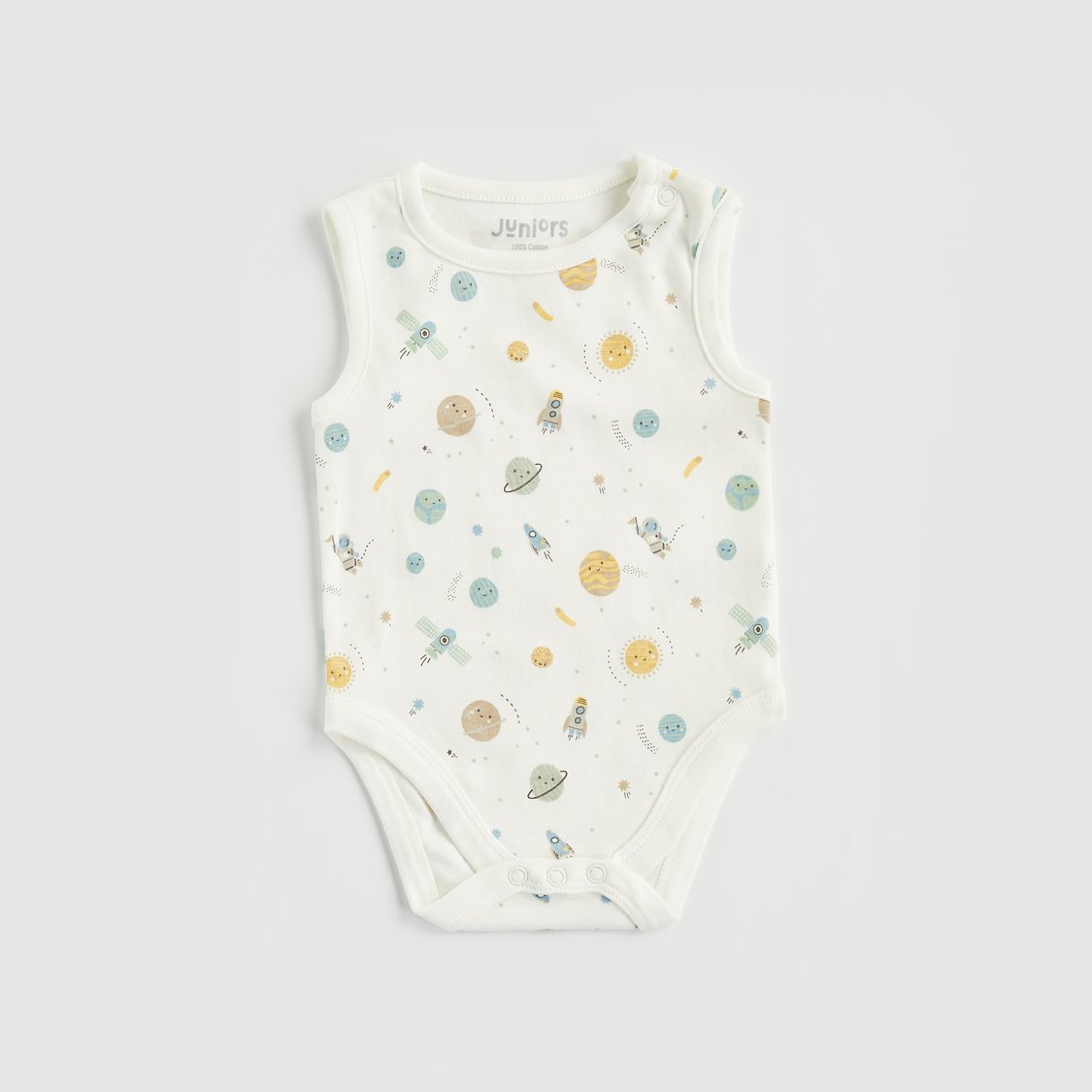 Juniors Space Print Sleeveless Bodysuit - Set of 3