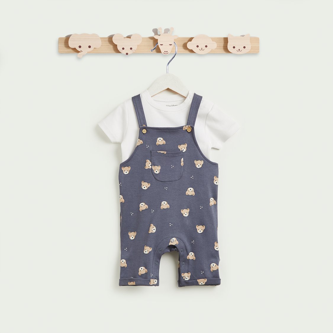 Juniors Printed Dungaree with T-shirt Set