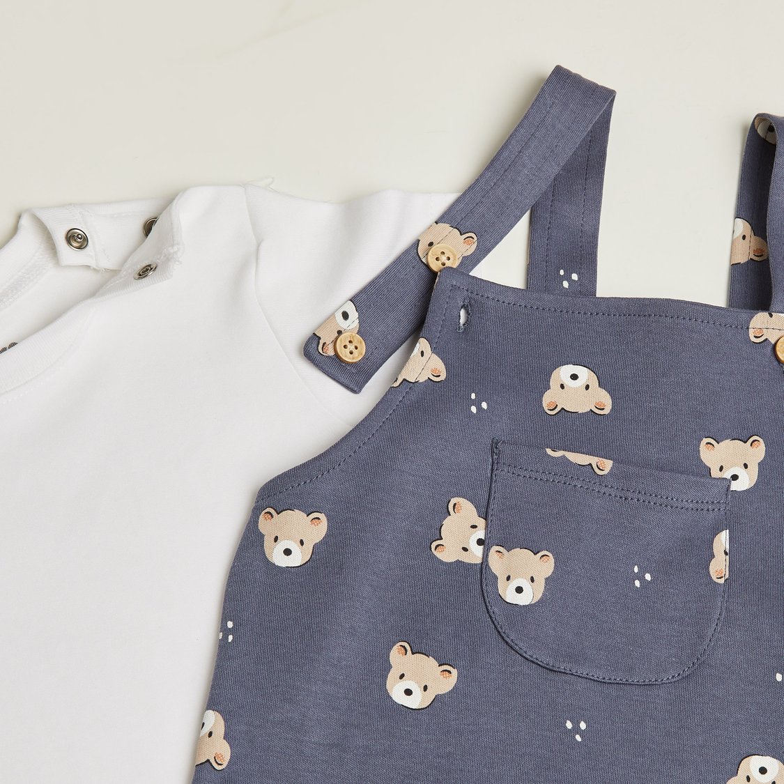Juniors Printed Dungaree with T-shirt Set