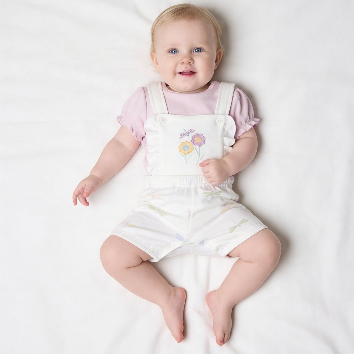 Juniors Embroidered Dungaree and T-shirt Set