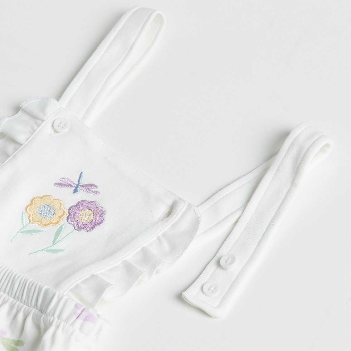 Juniors Embroidered Dungaree and T-shirt Set