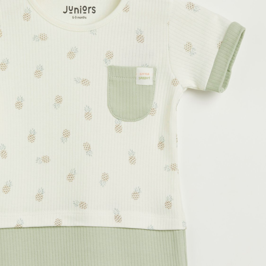 Juniors Printed Romper with Button Closure