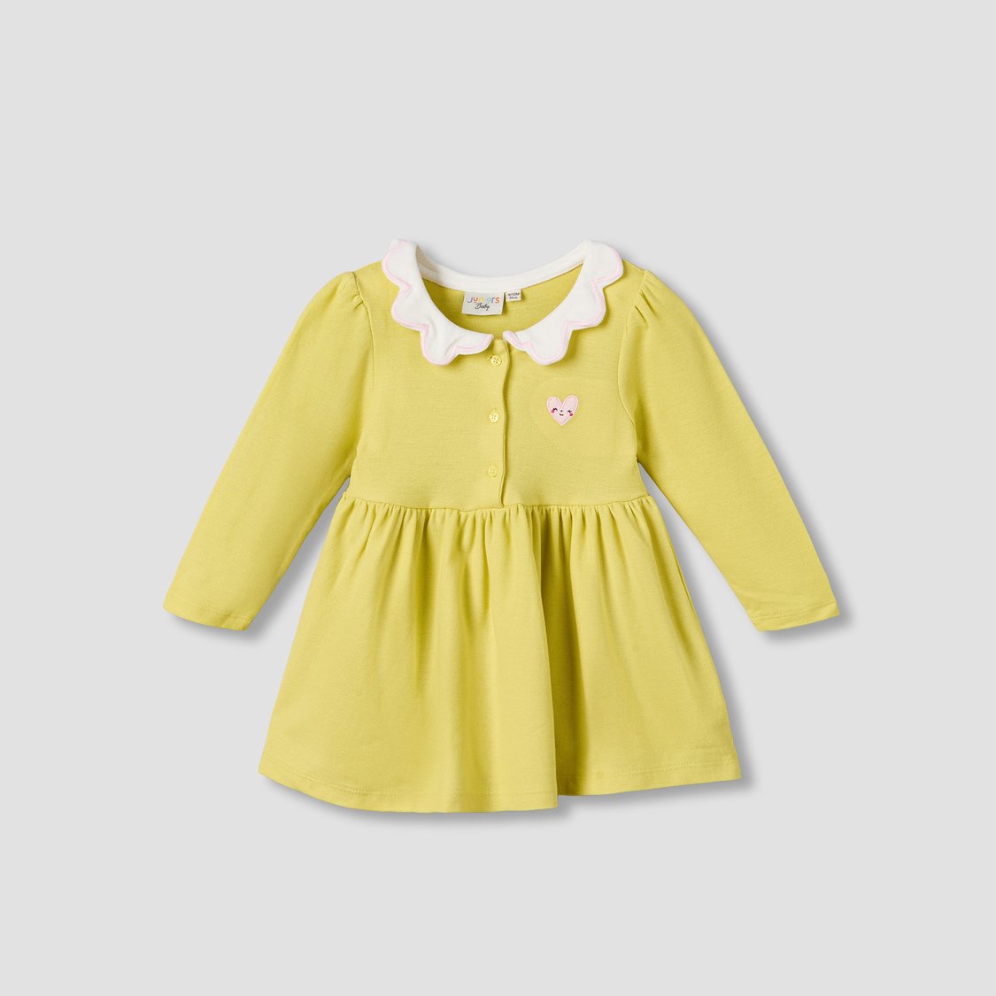 Juniors A-line Dress with Scallop Collar