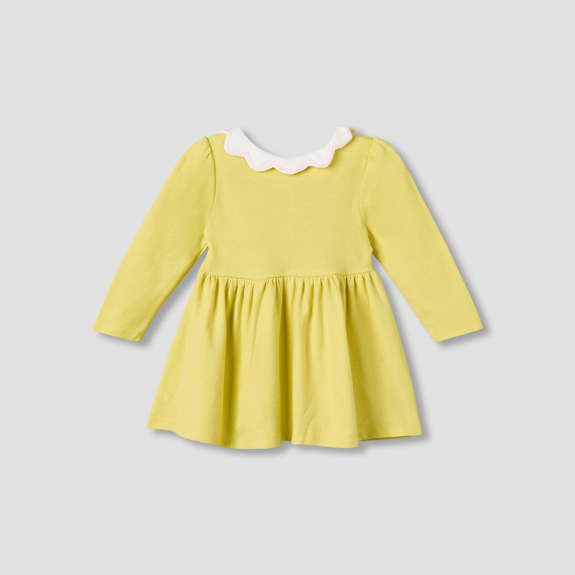 Juniors A-line Dress with Scallop Collar