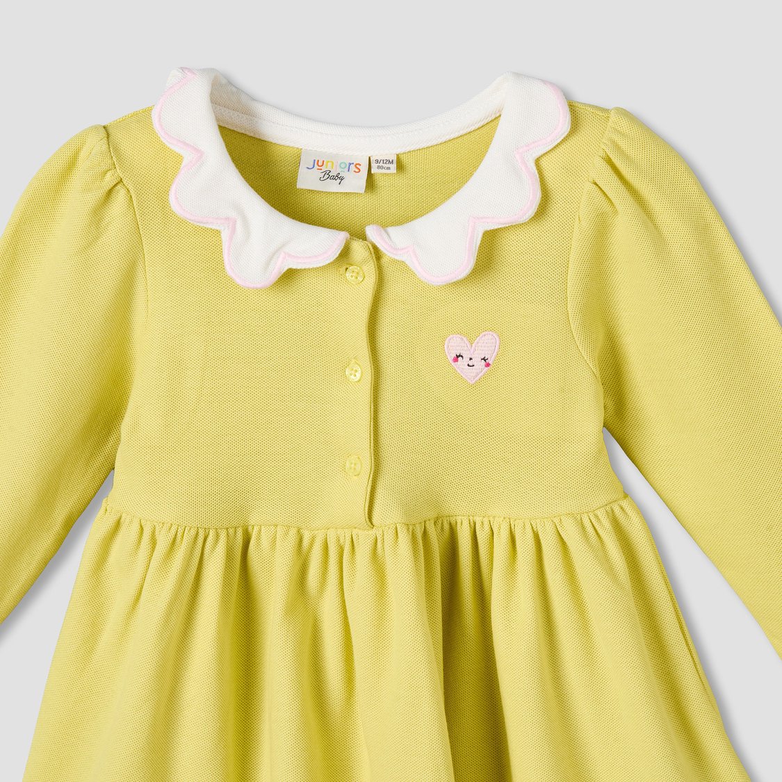 Juniors A-line Dress with Scallop Collar