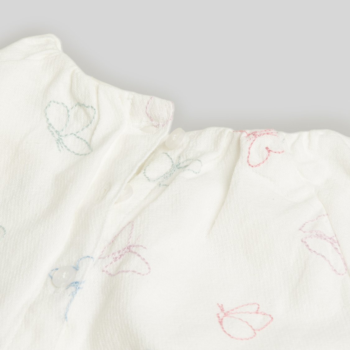 Giggles Butterfly Print Top with Lace Detail