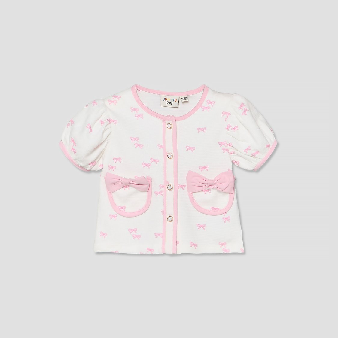 Juniors Bow Print Top and Skirt Set with Headband