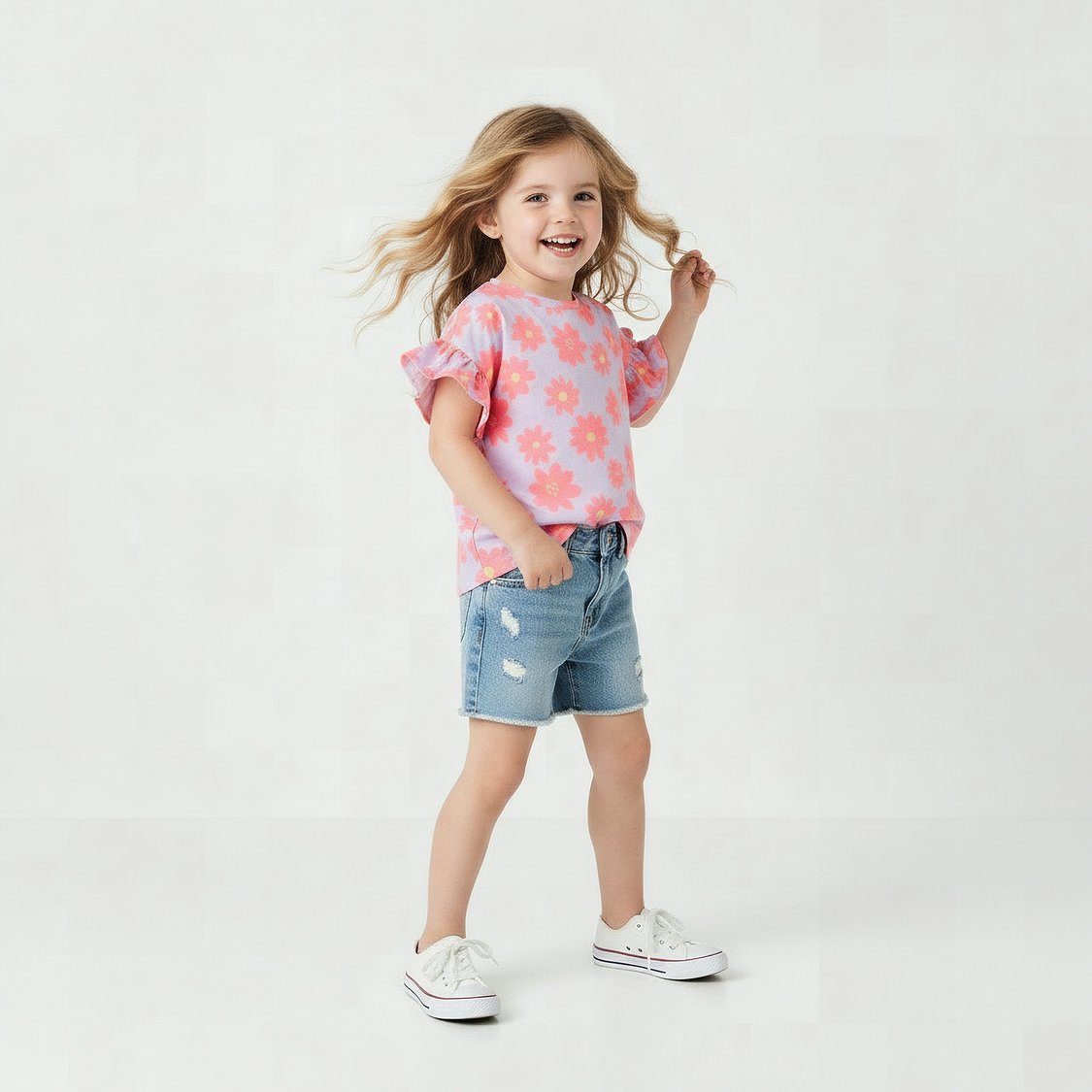 Juniors Floral Print T-shirt