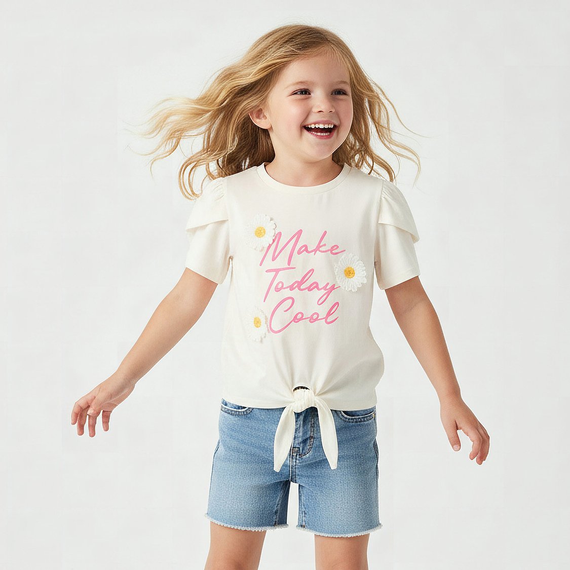Juniors Floral Applique T-shirt