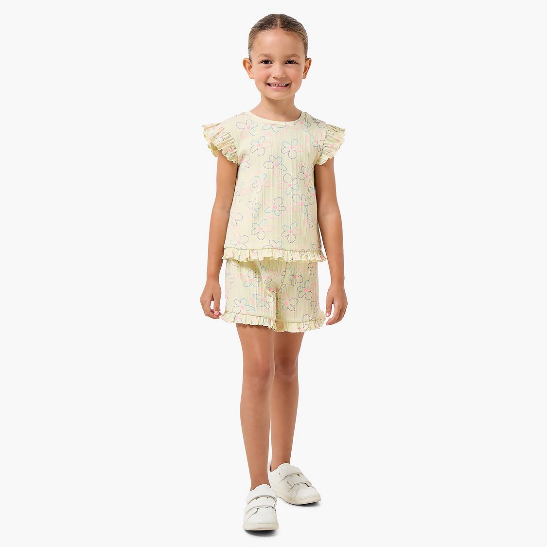 Juniors Floral Print T-shirt and Shorts Set