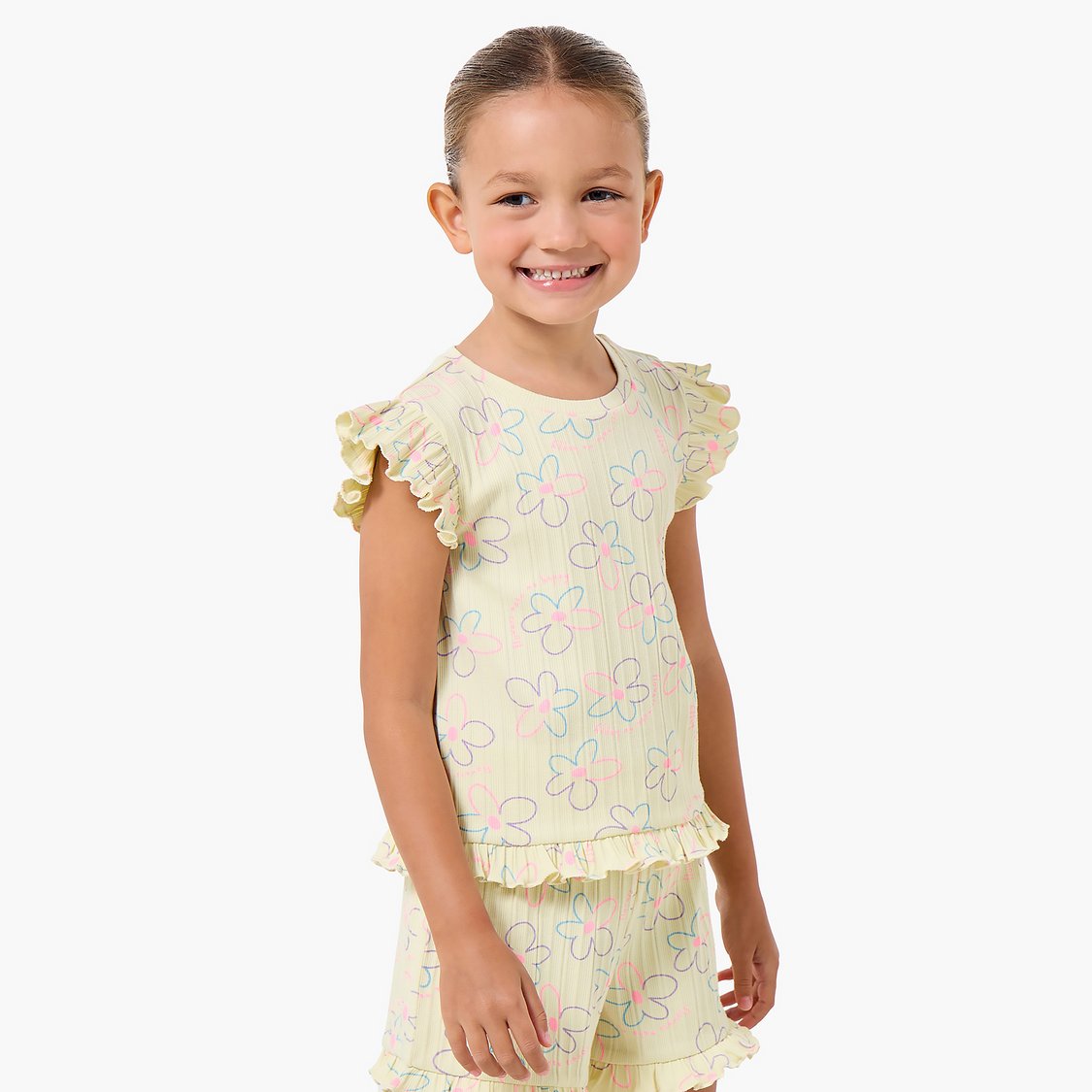 Juniors Floral Print T-shirt and Shorts Set