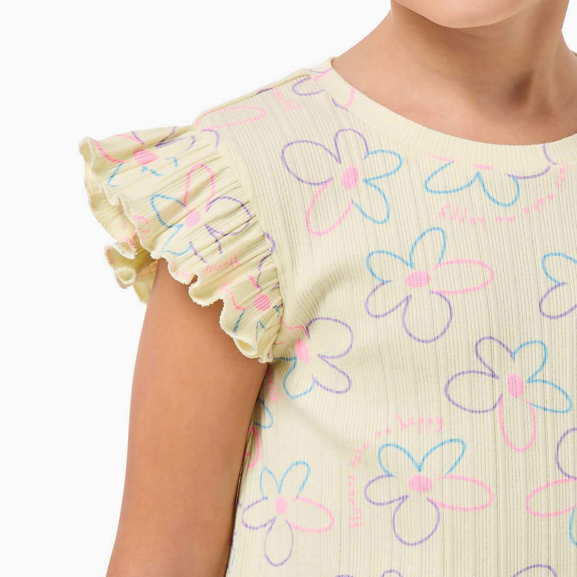 Juniors Floral Print T-shirt and Shorts Set