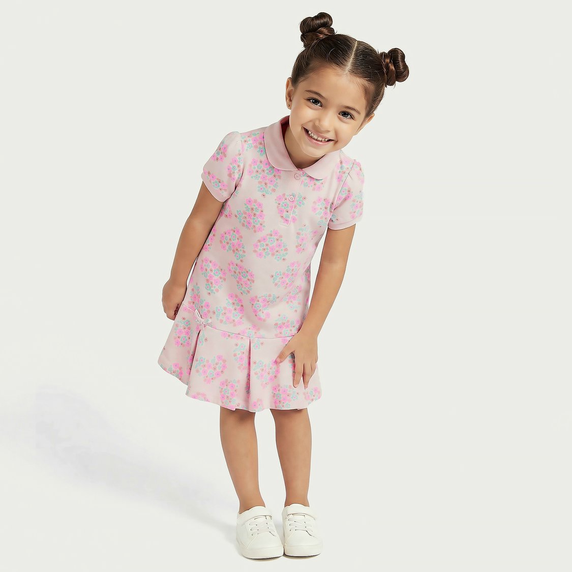 Juniors Floral Print Polo Dress