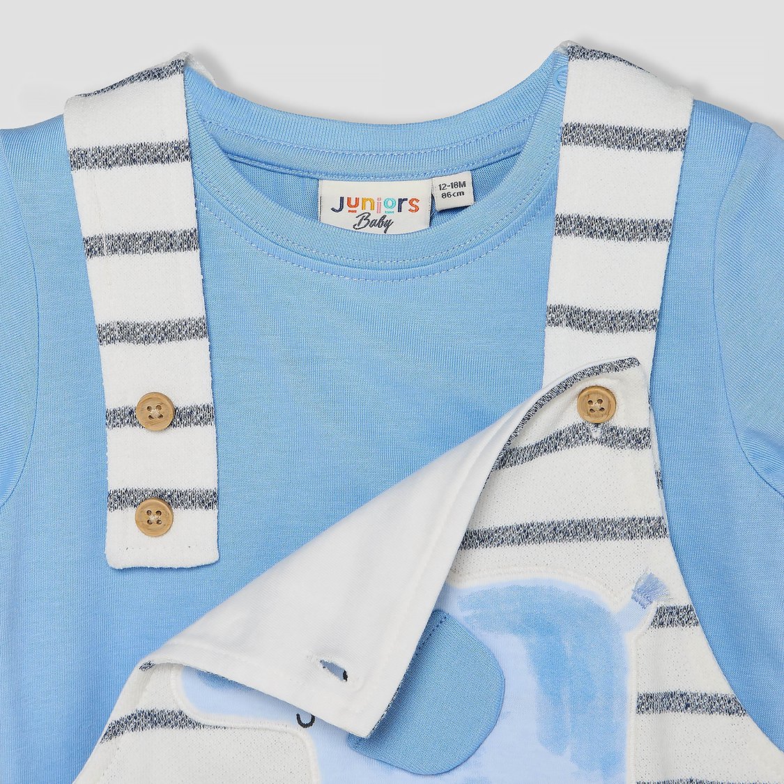 Juniors Printed Dungaree with T-shirt Set