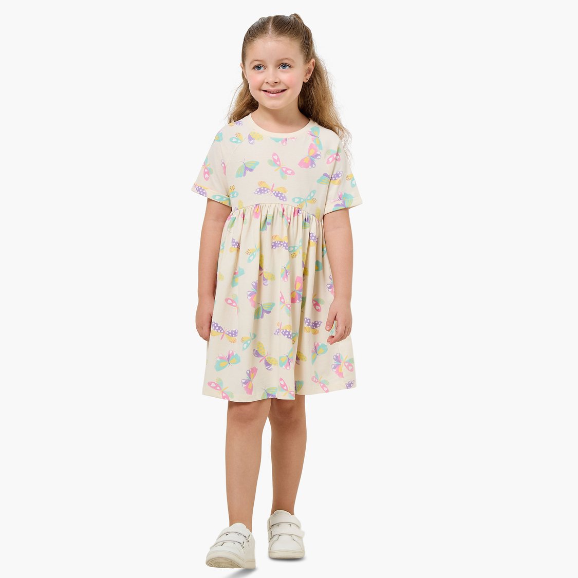 Juniors Butterfly Print A-line Dress