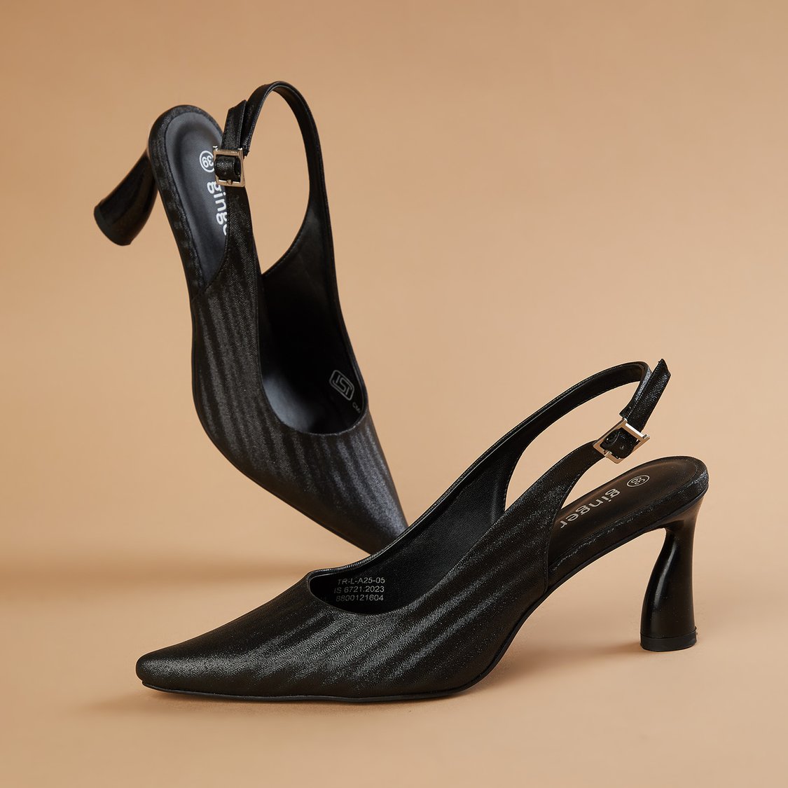 Buy GINGER Textured Slingback Strap Heels from Ginger at just INR