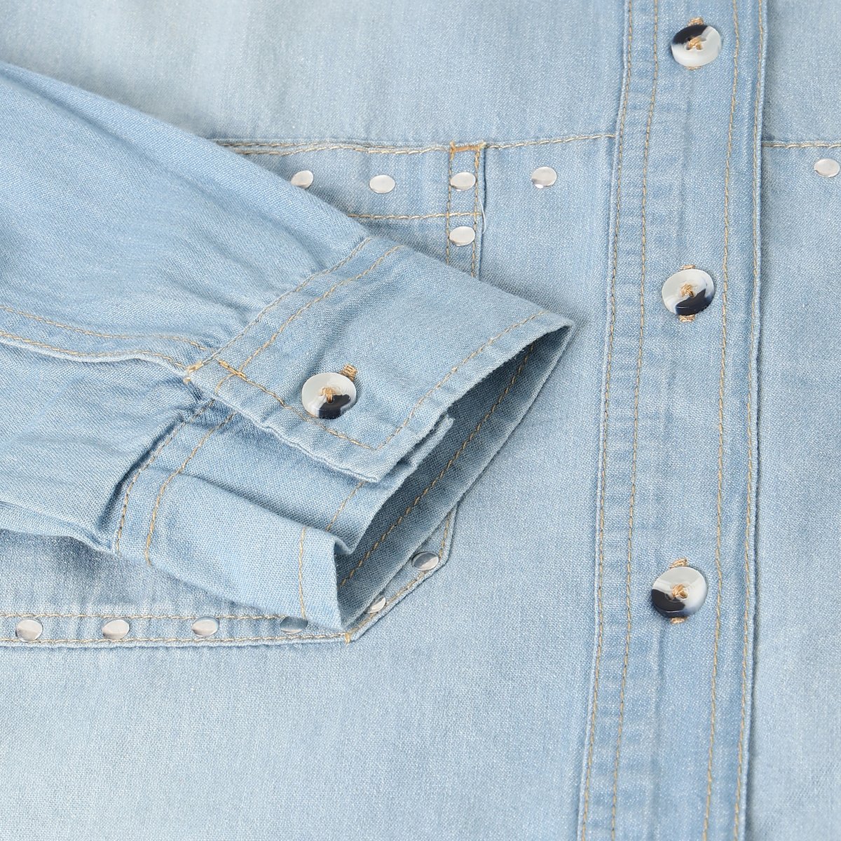Buy Girls Embellished Denim Shirt Online at just Rs. 799.0
