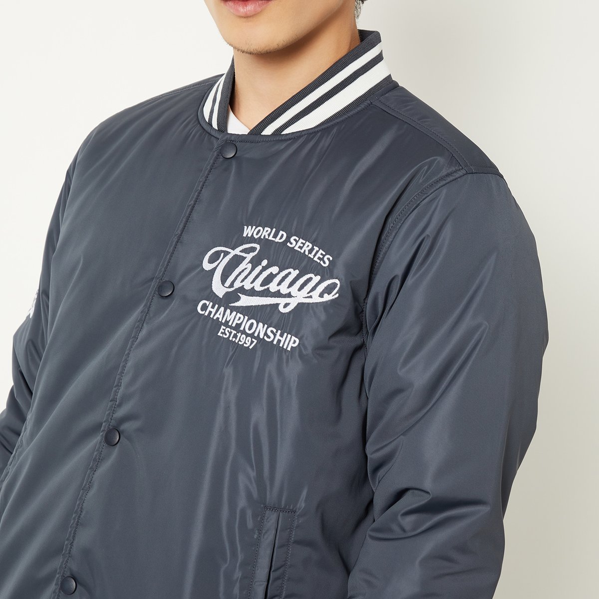 Buy Men Embroidered Varsity Jacket Online at just Rs. 2499.0