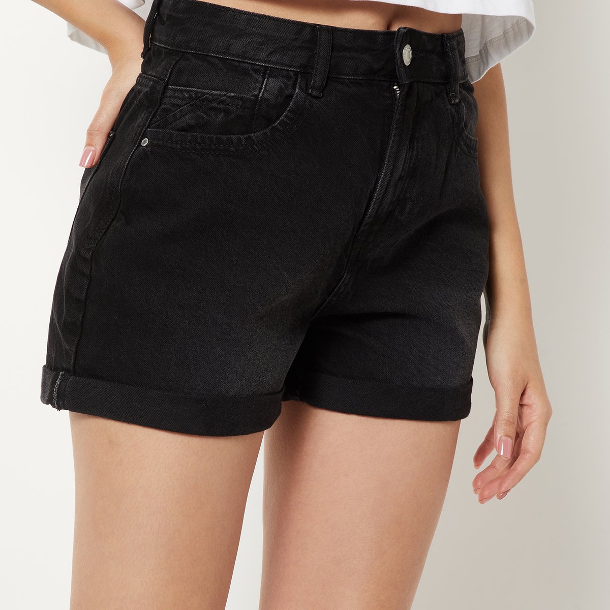 Buy Women Washed Denim Shorts Online at just Rs. 899.0