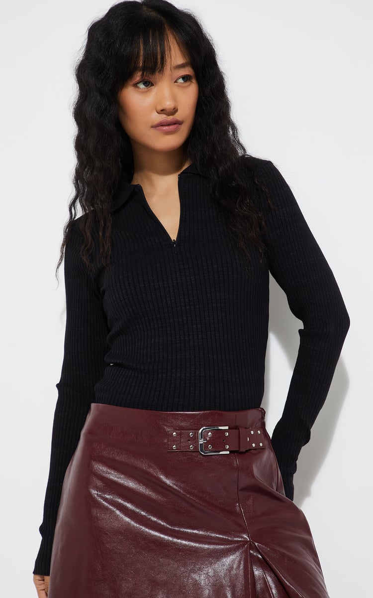 Buy URB_N Women Ribbed Fitted Top Online at just Rs. 799.0