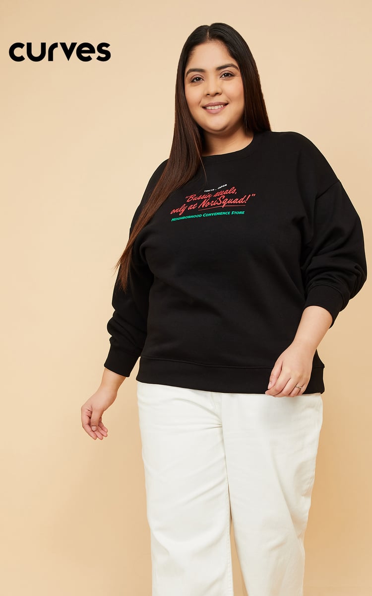 Buy ALAYA F x URB_N Women Printed Oversized Sweatshirt Online at