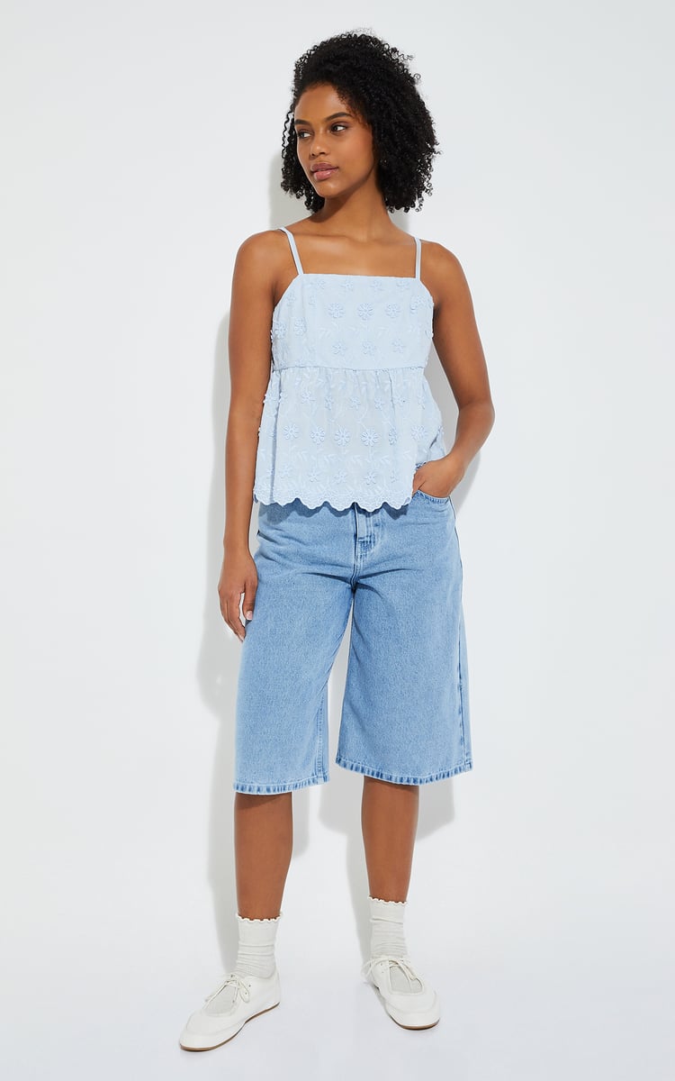 Buy ALAYA F x URB_N Women Embroidered Scallop Hem Top Online at