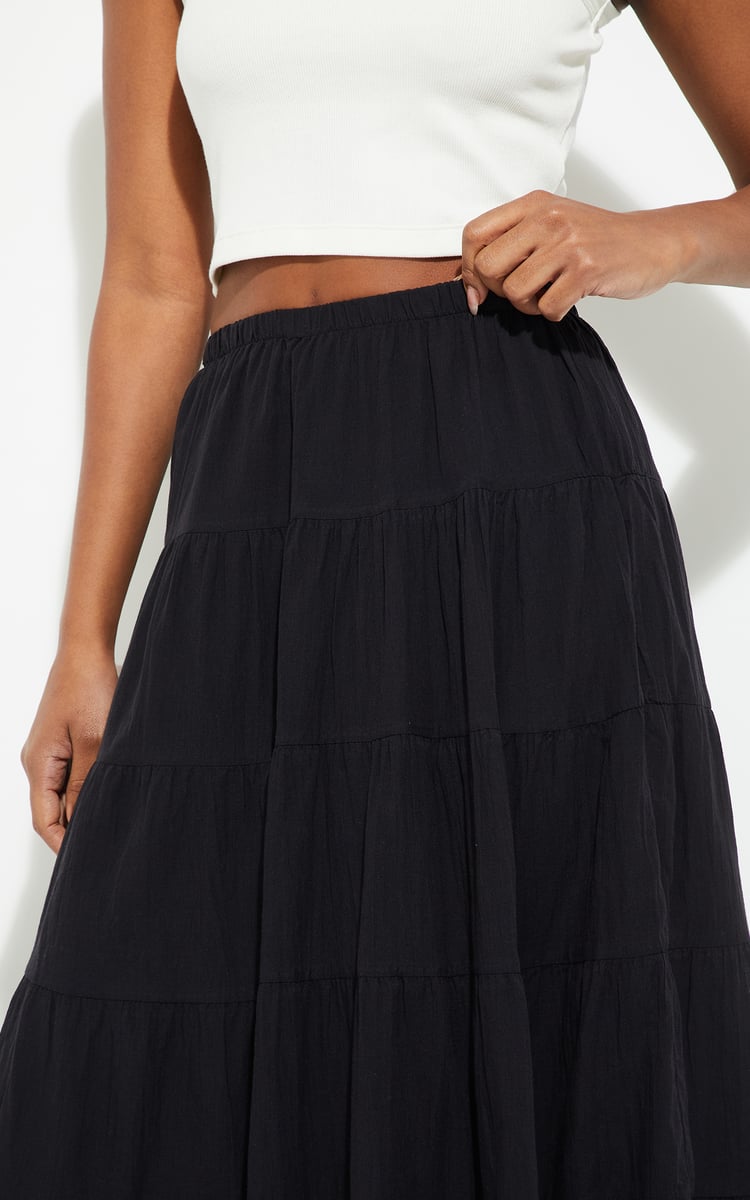 Buy URB_N Women Solid Tiered Skirt Online at just Rs. 999.0