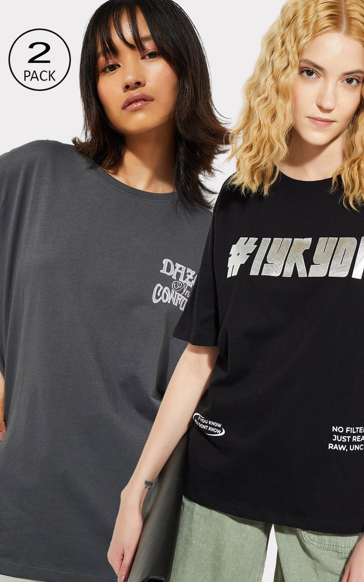 Buy URB_N Women Printed T-shirt - Pack of 2 Online at just Rs