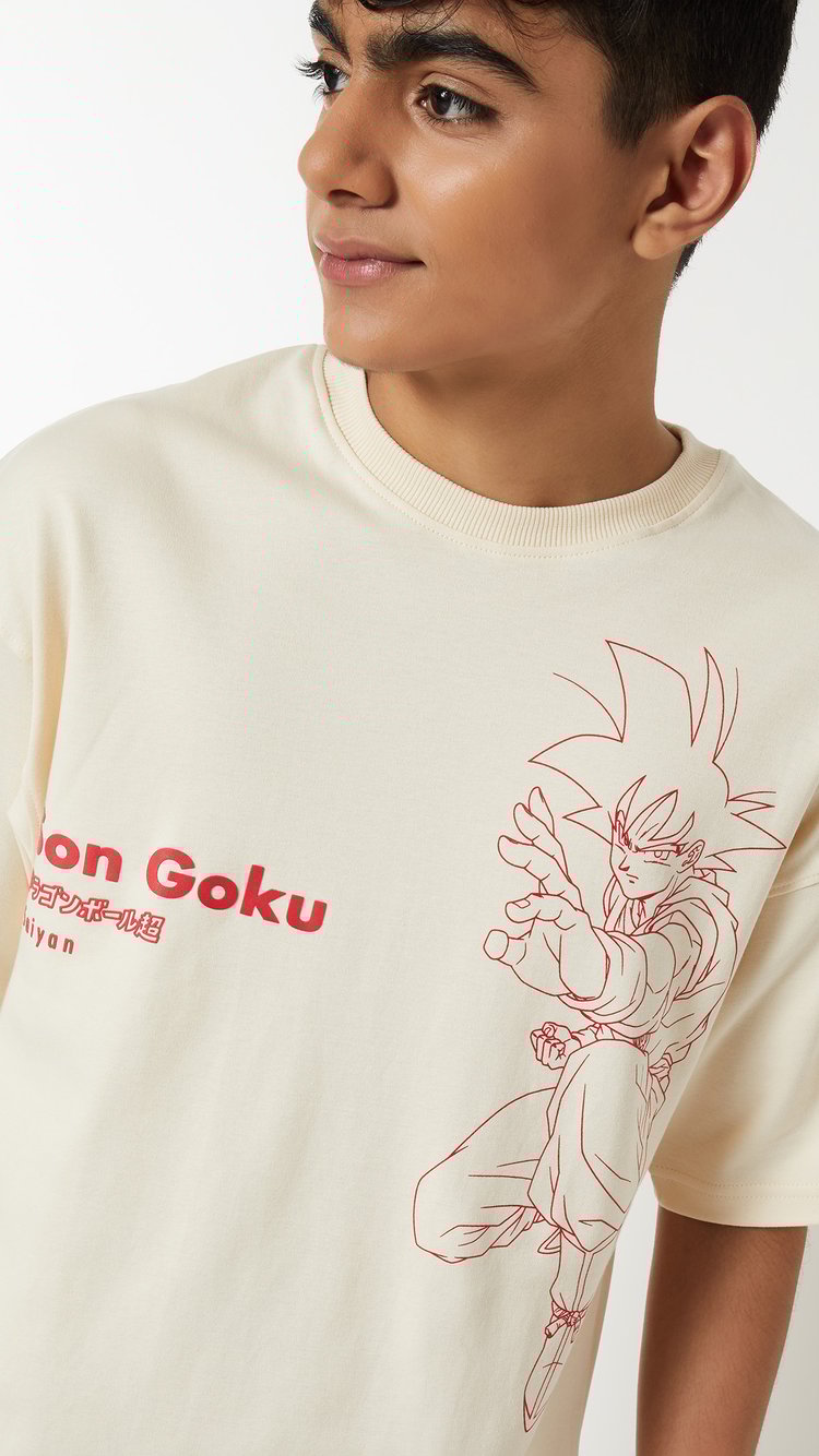 Buy Boys Son Goku Print Oversized T-shirt Online at just Rs