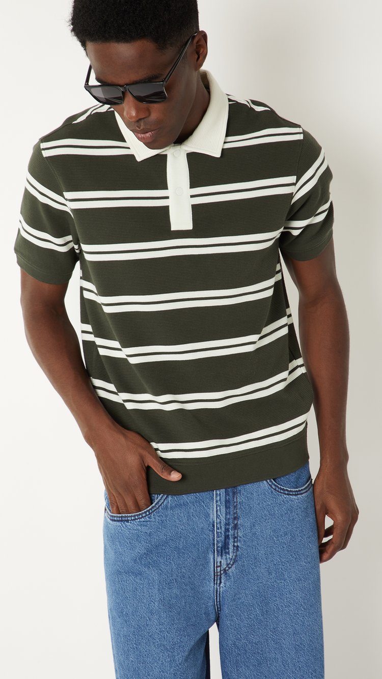 Buy Men Striped Polo T-shirt Online at just Rs. 899.0