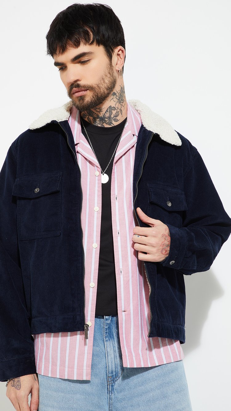 Buy URB_N Men Sherpa Lined Corduroy Jacket Online at just Rs