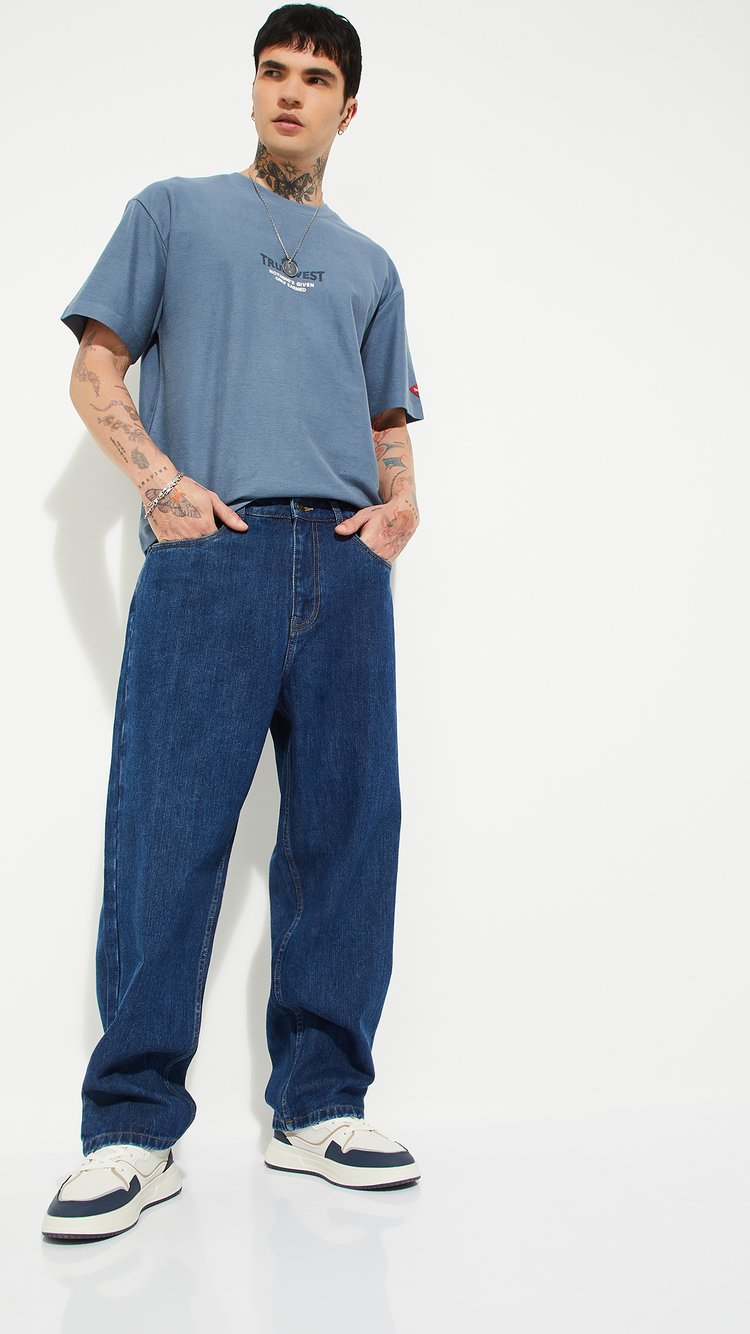 Buy URB_N Men Washed Loose Fit Jeans Online at just Rs. 1299.0