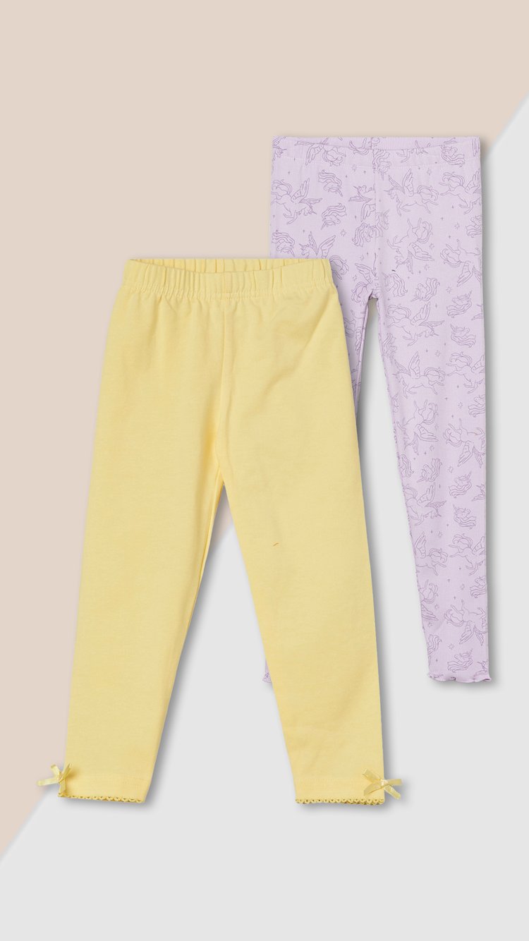 Buy Girls Assorted Leggings - Pack of 2 Online at just Rs. 448.0