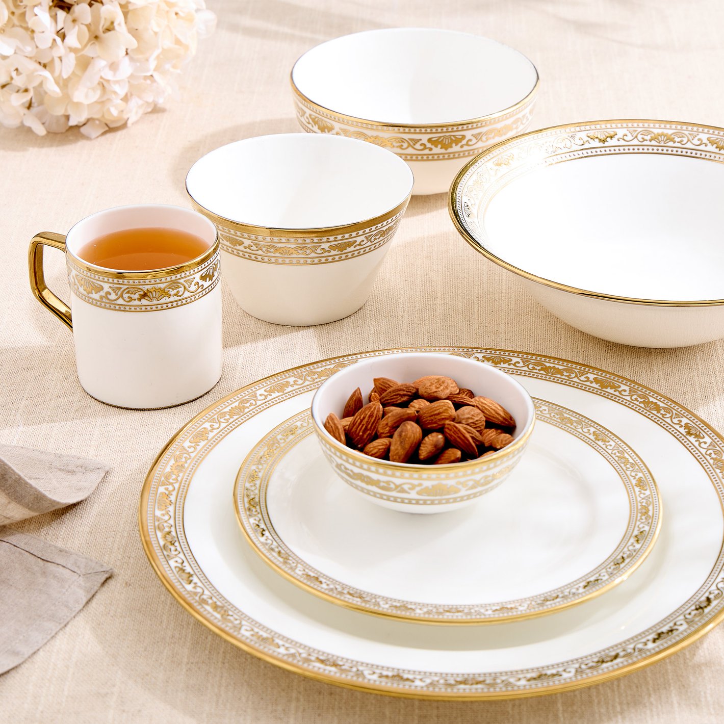 Buy Midas Vellum Bone China Printed Dinner Plate - 27cm from Home