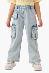 Juniors Girls' Solid Jeans with Pockets and Elasticated Waistband