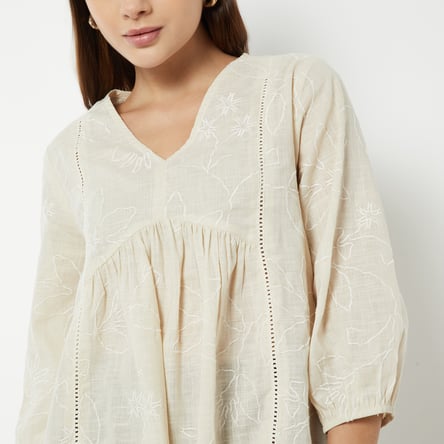 Buy Women Embroidered V-Neck Tunic Online at just Rs. 799.0