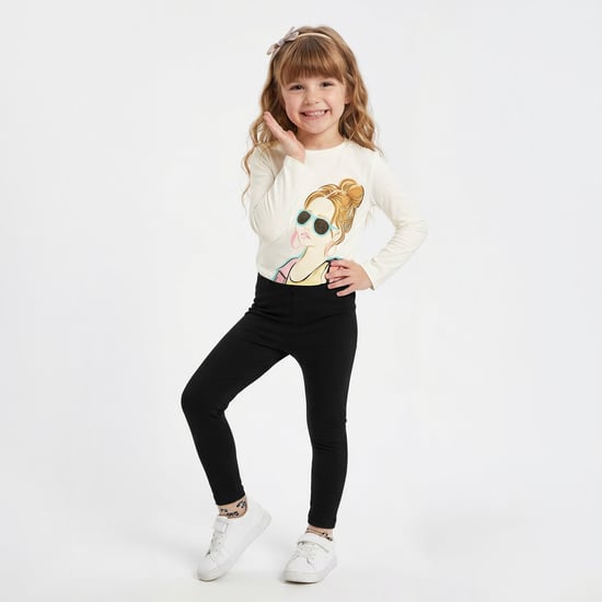 Juniors Solid Leggings with Elasticated Waistband