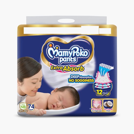 Mamypoko Pants Extra Absorb Diaper Pants - Size New Born - 74 Pcs