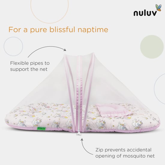 Nuluv Printed Bed with Mosquito Net - 48 x75 cm