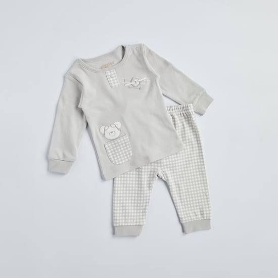 Giggles Embroidered T-shirt And Joggers Set
