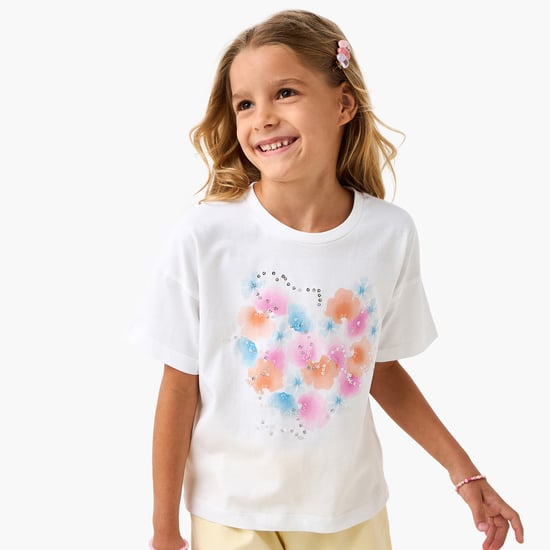 Juniors Sequined T-shirt with Short Sleeves