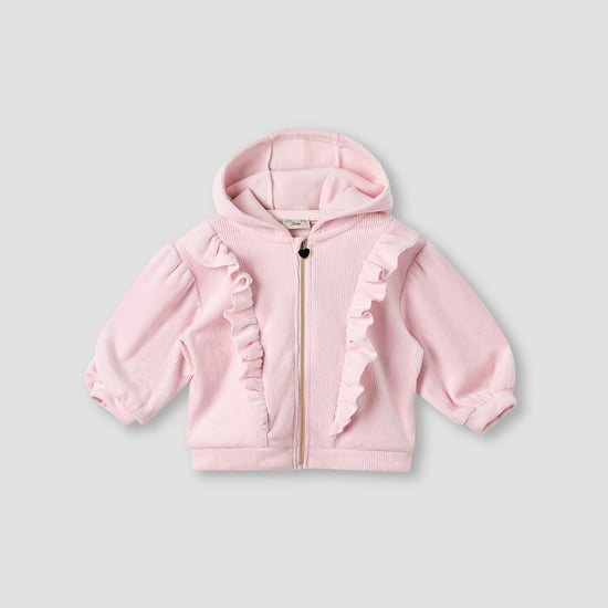 Juniors Ribbed Hooded Sweatshirt Top