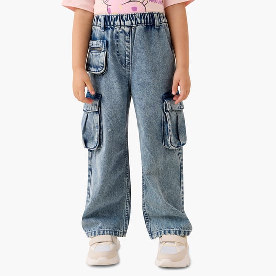 Juniors Girls' Regular Fit Jeans with Elasticated Waistband