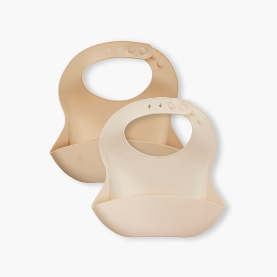 Juniors Silicone Baby Bib with Button Closure - Set of 2